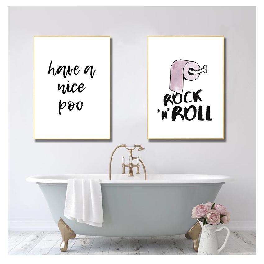 Art Prints Rock and Roll Minimalism Canvas Painting Quote Have a Nice Poo WC Sign Home Decor Funny Toilet Poster Bathroom Wall No Frame