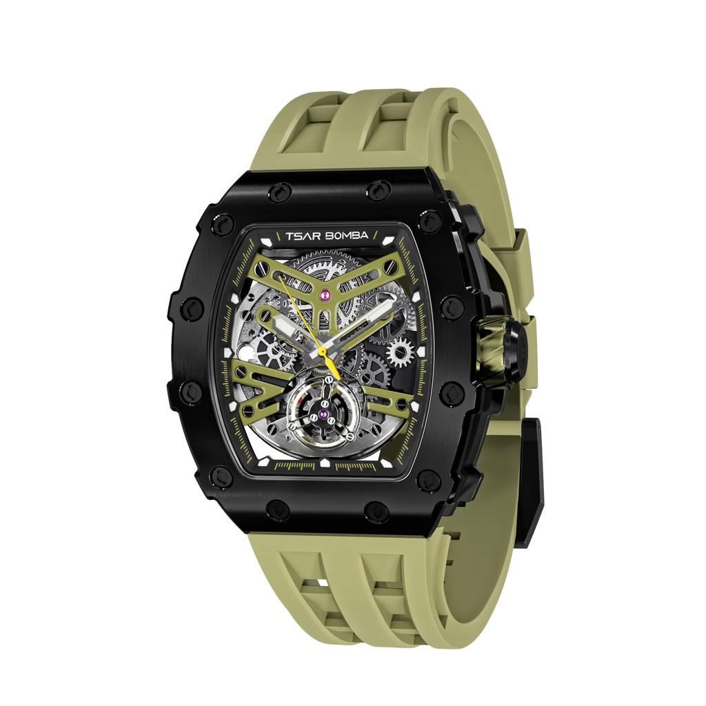 TSAR BOMBA Часы 5 АТМ Водонепроницаемые Скелетон Тонно Тип Наручные часы Спорт Мода Силиконовый Ремешок Нержавеющая Сталь Роскошные Бизнес Механические