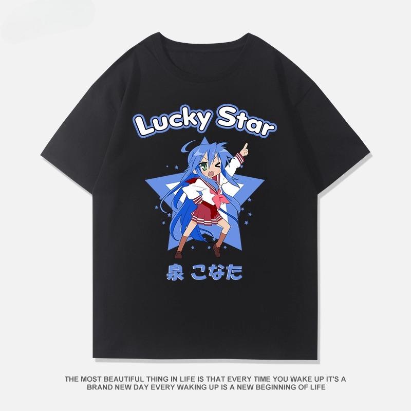 Аниме Футболка Lucky Star Коната Футболка Горячая Распродажа Хлопок Комикс Y2k Одежда Мультяшный Изуми Кагами Эстетичный Принт Футболка Унисекс Топы