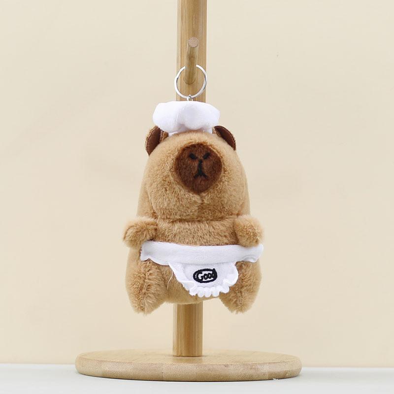 Plush Capybara Cook Pendant Toy Keychain Stuffed Doll Bag Decoration Kids Gift