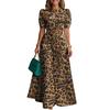 ZANZEA Womens Cropped Tops and Wide Leg Pants Leopard Print Two Piece Suit Sets