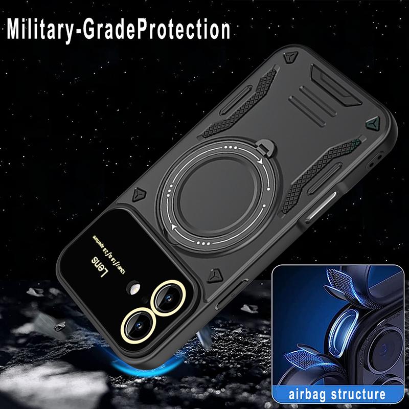 Противоударный чехол-накладка Armor для iPhone 17 с защитой объектива для iPhone 17 Pro Max 17 Air 17 Plus Магнитное кольцо-держатель для автомобиля Противоударный чехол