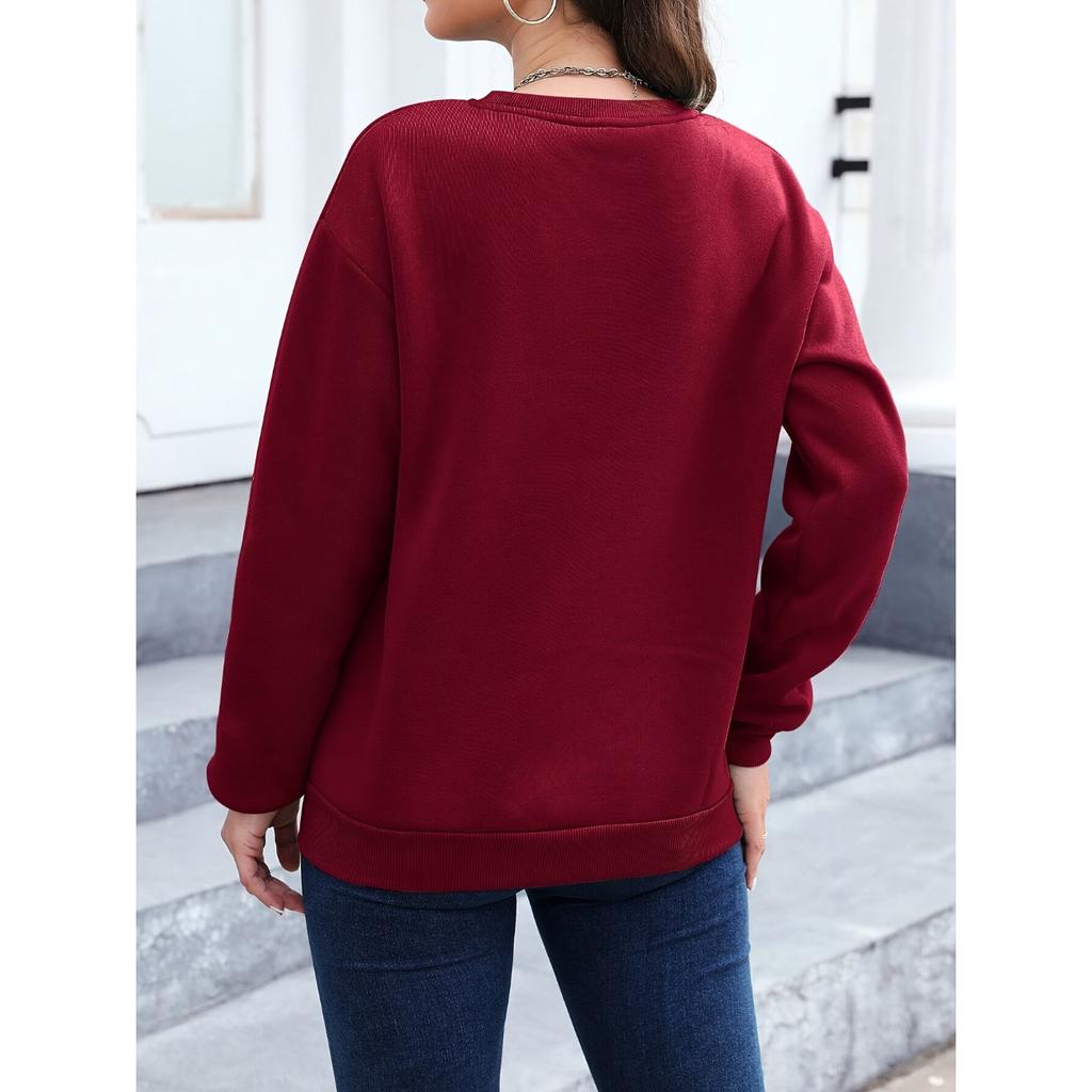 Женская плюшевая толстовка-свитшот с круглым вырезом, узором в виде сердца, на плюшевой подкладке, спортивная одежда для осени и зимы, подходит для зимы