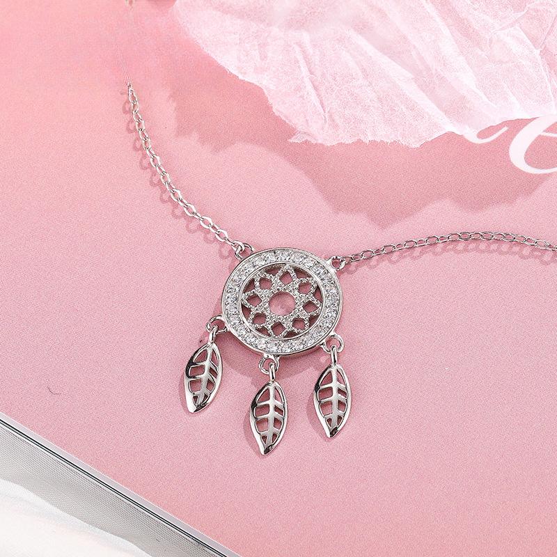 Ожерелье из стерлингового серебра S925 с ловцом снов для женщин, цепочка на ключицу из стерлингового серебра, модные персонализированные ретро-ювелирные изделия