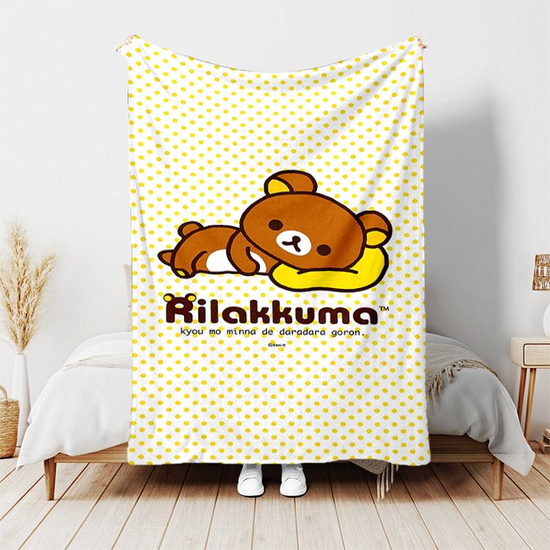 1pc Blanket Rilakkuma1 Print Design, Lightweight Blanket for Sofa, Bed- Soft &Warm, Gift for All Seasons like Christmas, Halloween