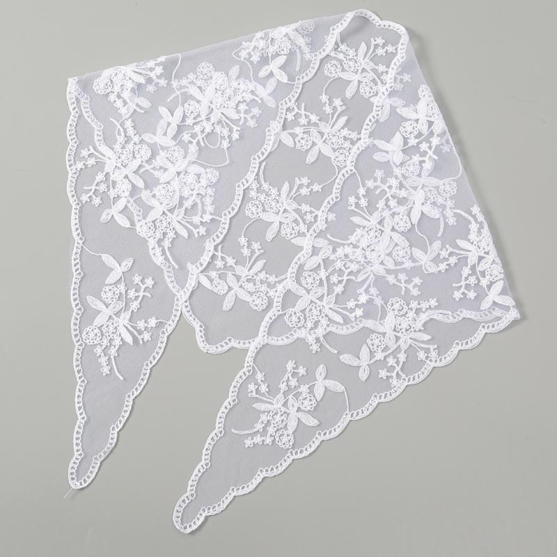 Hollow Out Triangle Lace Scarf Embroidery Solid Color Hair Scarf Headband Thin Vintage Lace Handkerchiefs Bridal Headwear