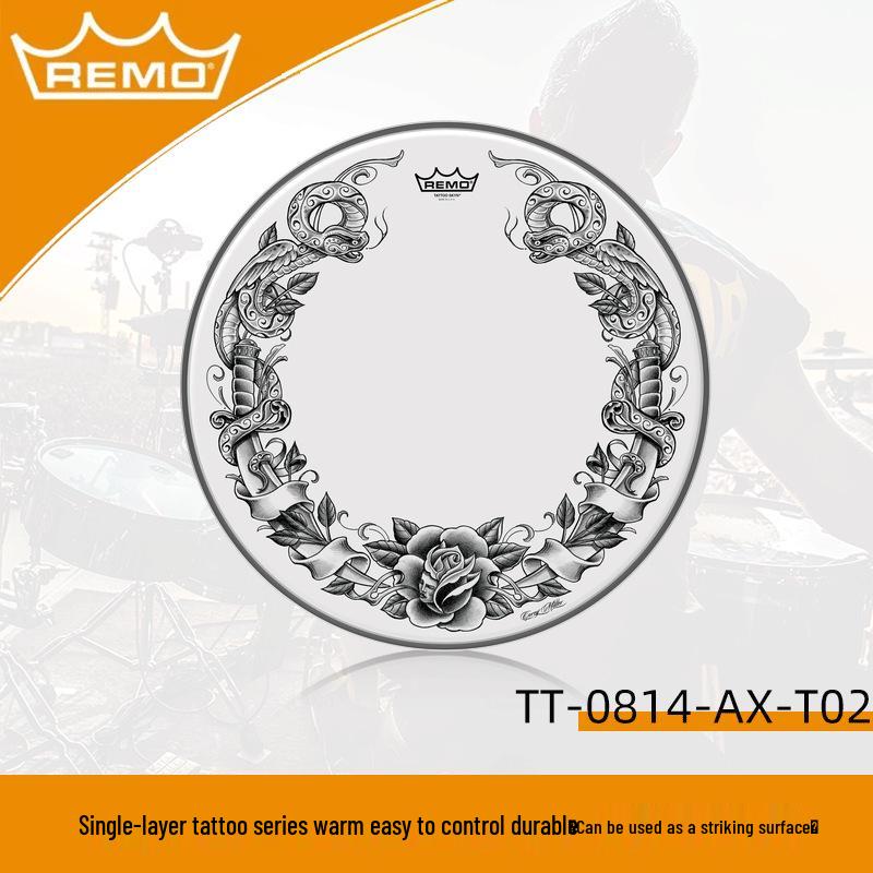 Allied Parts 14" REMO Пескоструйная Шведская Барабанная Установка, Черно-Белый Однослойный Резонансный Пластик для Барабана