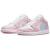 Jordan Air Jordan 1 Pink Cat Paw Slip Resistant Abrasion Resistant Low top Vintage Basketball Shoes Women's Pink Blue DC0774-607(Team1952-)