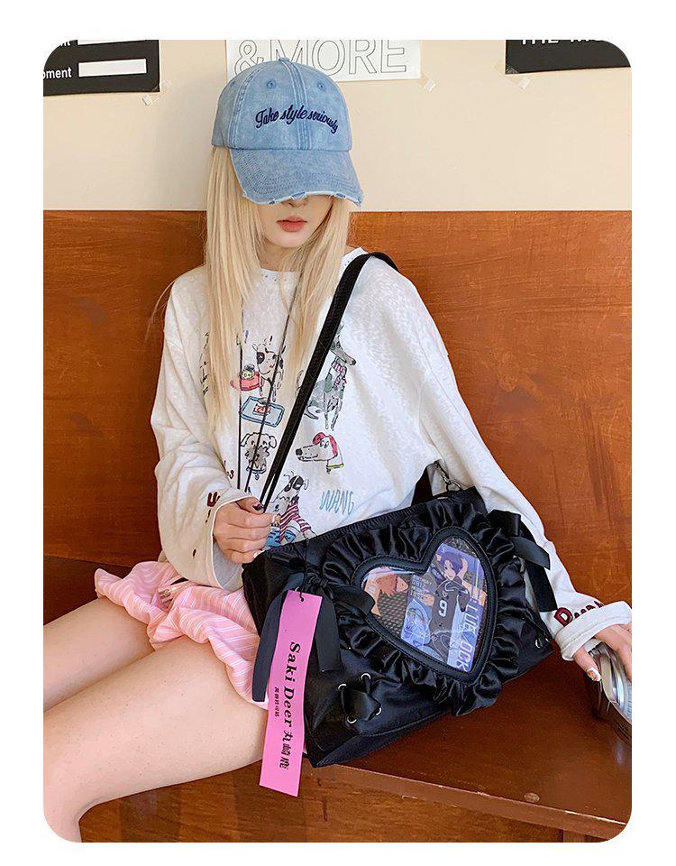 Женская милая и крутая острая аниме-сумка ита с кружевом и сердечками - маленькая сумка кроссбоди/на плечо/подмышку