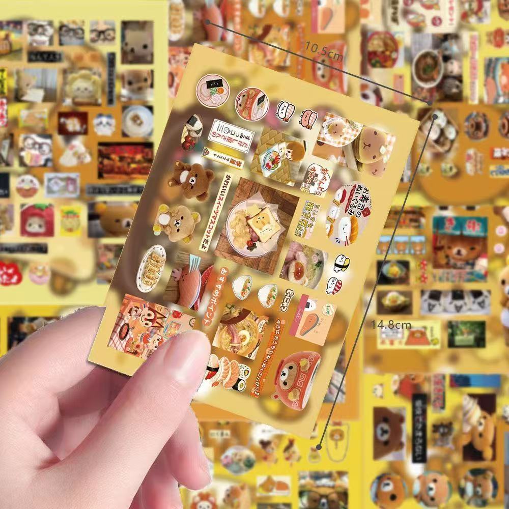 8 Pieces of Ancient Style Rilakkuma Cut Film Stickers Cute Popular Simple and Creative Packaging Materials Waterproof Stickers