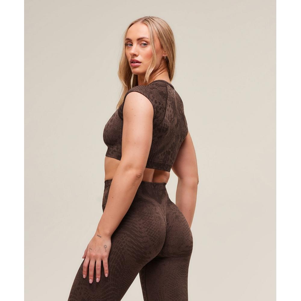 Gymshark Бесшовный укороченный топ Adapt X Whitney Animal Brown B3b2h Nc4g