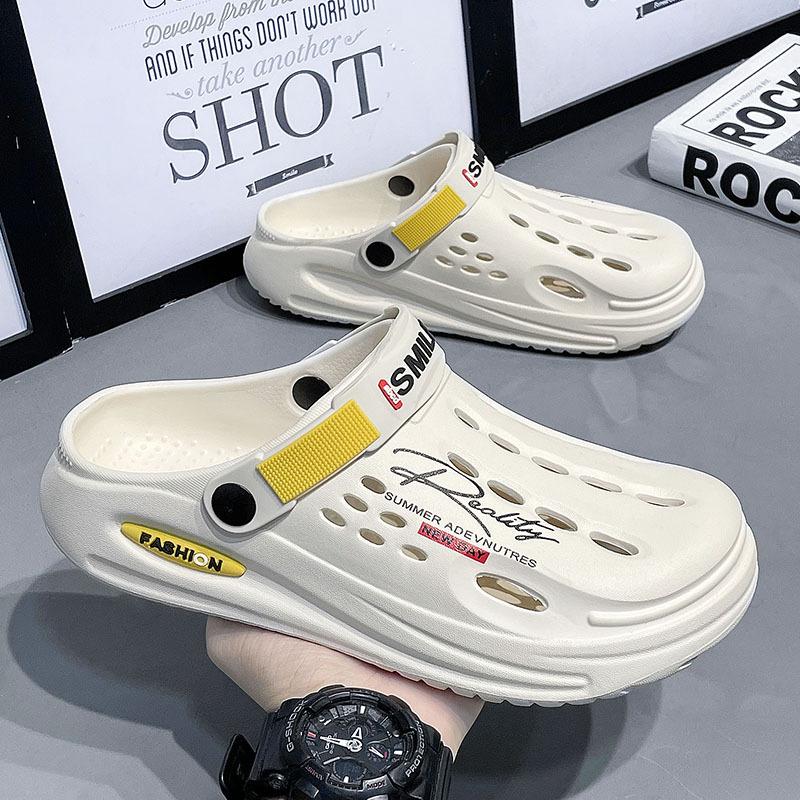 Мужские сабо, сандалии без шнуровки с закрытым носком, прогулочная обувь на мягкой подошве, пляжные сандалии для уличной садовой обуви