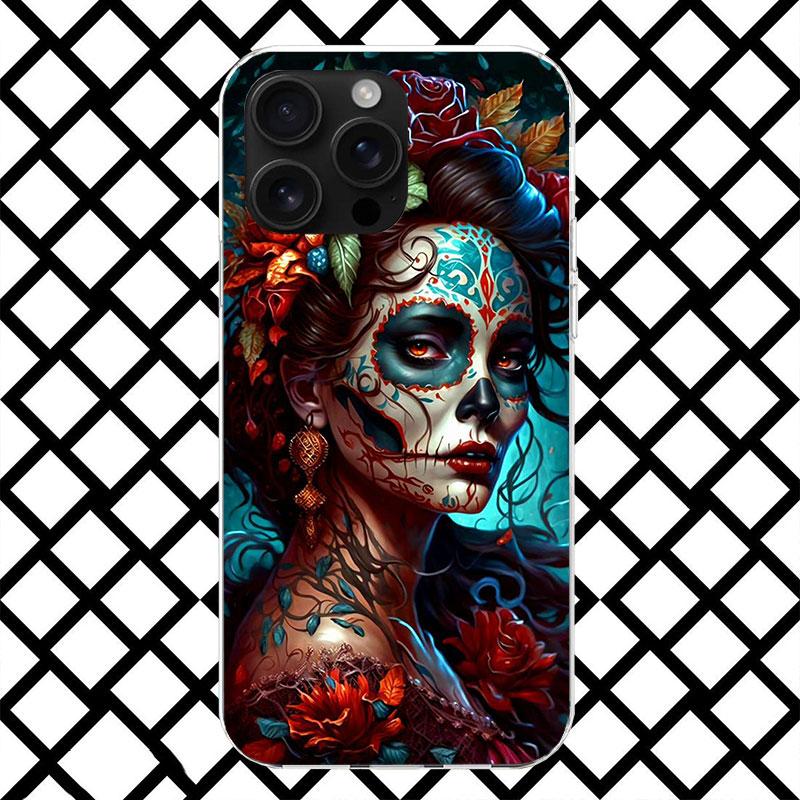 Чехол для телефона Catrina Beautiful Rose Girl Skull для iPhone 17 Air 16 16E 15 14 Plus 13 Mini 12 11 Pro Max 7 8 + SE 2020 Мягкий чехол