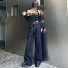Blue High Waist Wide-leg Jeans for Women In Spring and Autumn New Loose Slim Hottie Retro Straight-leg Floor Pants