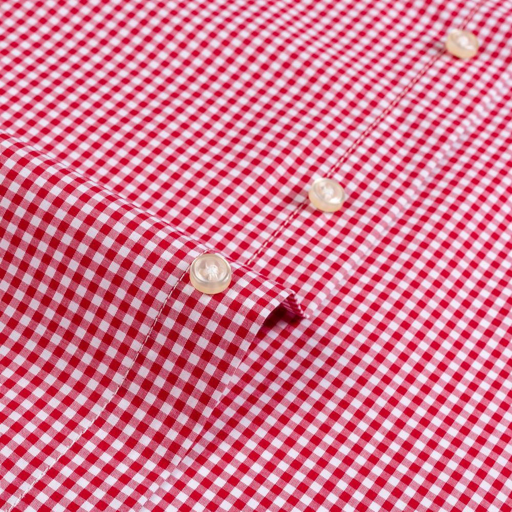 Мужские рубашки стандартной посадки с длинными рукавами в микро клетку, тонкая мягкая повседневная универсальная рубашка в клетку из 100% хлопка белого/красного цвета с накладными карманами