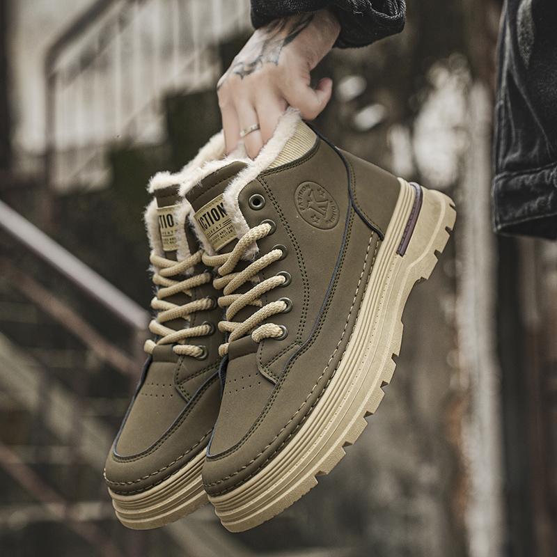 Мужские зимние ботинки с мягкой толстой подошвой, модные и теплые походные ботинки с плоской подошвой, новые 2024, повседневные черные джинсовые туфли