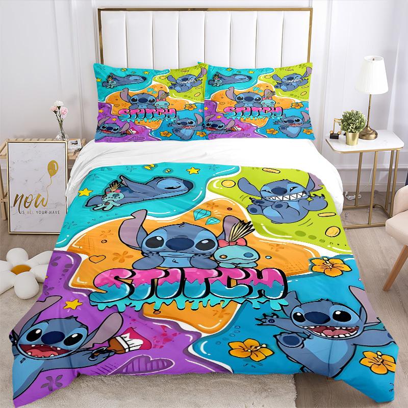 3pcs set Stitch Adventure1pc of quilt cover+2pcs of pillowcase, no core, print bedding, All Seasons Bedroom Setting107