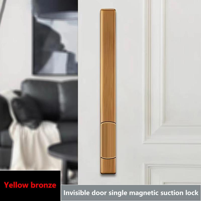 2022 New Invisible Magnetic Door Lock Interior Background Wall Storage Room Door Handle Hidden Cloakroom Gold Single Door Lock