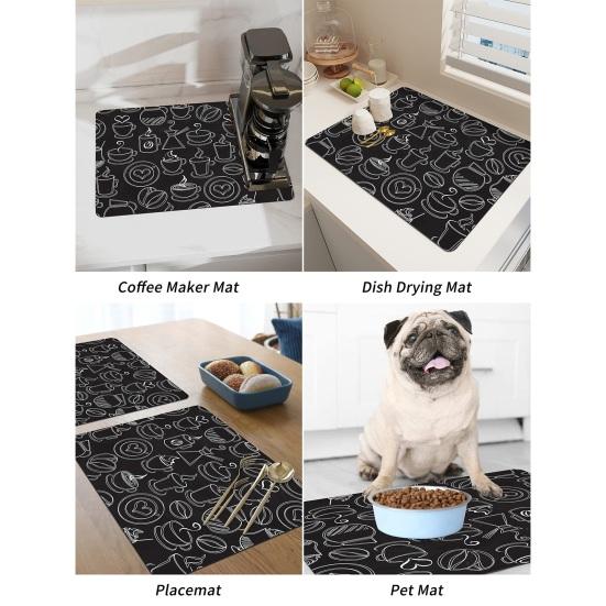 Коврик для чайника, впитывающий коврик для сушки посуды, долговечный многоцелевой нескользящий коврик для стола, домашняя кухня