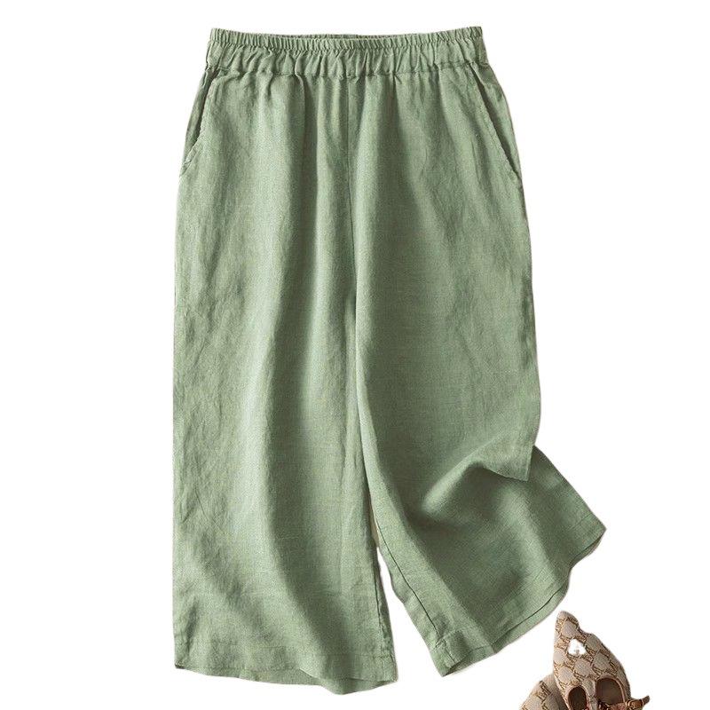 Женские ретро шорты свободного кроя из хлопка и льна, широкие штанины, темно-синие