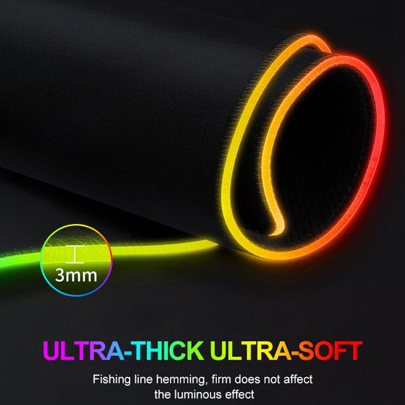 Extra Large Table Pad With Rgb Lighting, Thickened Mouse Pad In Pure Black, Cool