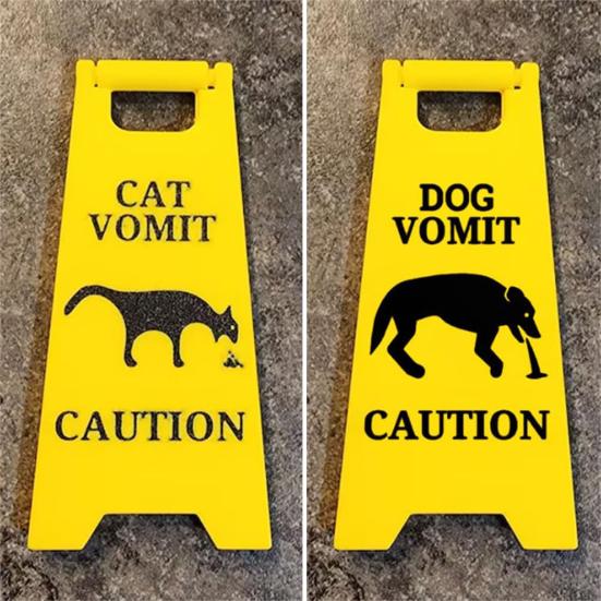 1/2Pcs Dog Cat Vomit Caution Sign Weather-proof Plastic Outdoor Garden Yard Lawn Pet Black Cat