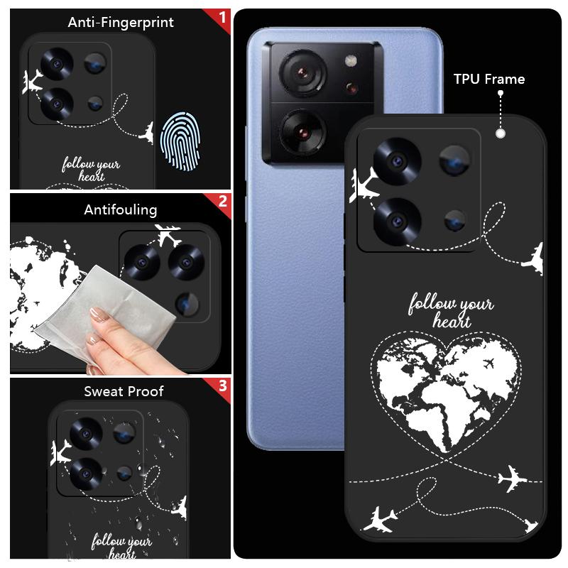 Глобальный полет Печать самолета Чехол-шнурок для Xiaomi 14T 13T 11T Pro Funda Redmi Note 14 13 Pro 5G 12 11 Мягкий ТПУ Силиконовый чехол