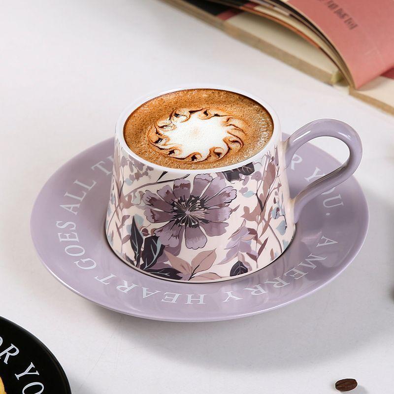 Light Luxury High-End Coffee Cup And Saucer Set, Gesang Flower Ceramic Cup, Niche Girls Gift, Afternoon Tea Flower Teacup