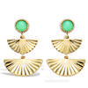 [R7146] - Gold Plated 'Cléopatra' Gold Green Earrings - 26x15 Mm