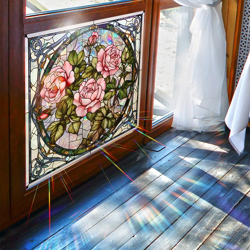 45x45 см красочная солнечная роза кирпичная паста статическая витрина клей ПВХ