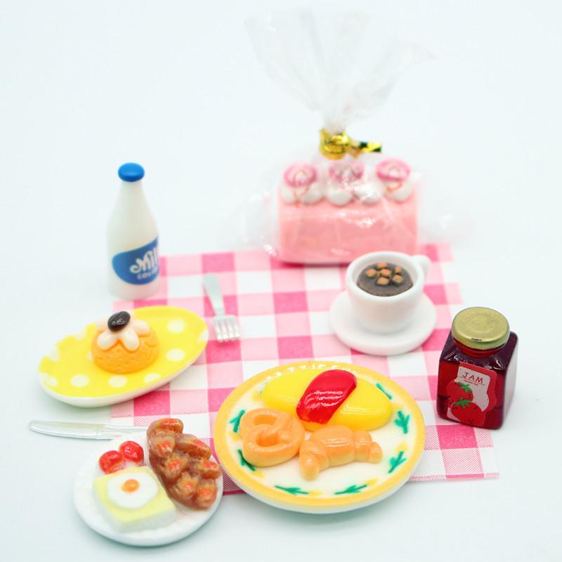 1 Набор Кукольный домик Мини Завтрак Игра Дим Сам Хлеб Джем Тарелка Модель Миниатюрная Кухня Готовка Выпечка Модель Сделай сам Кукольные Аксессуары