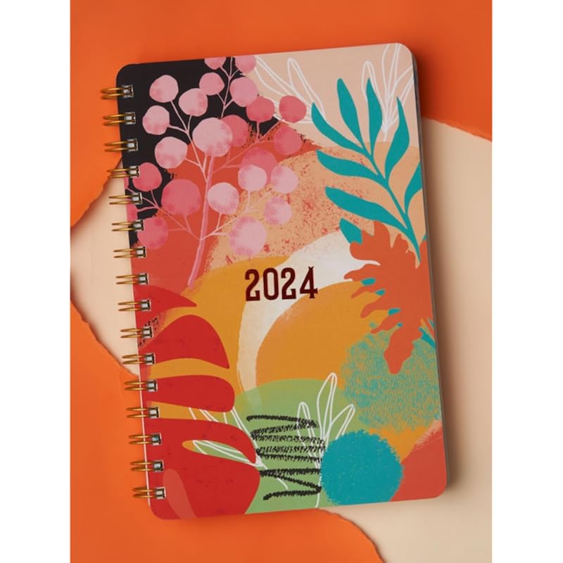 Doodle | Счастье 2024 Планер на пружине с 100+ наклейками | A5 | Твердый переплет | Без дат | Годовой, Месячный, Ежедневный P