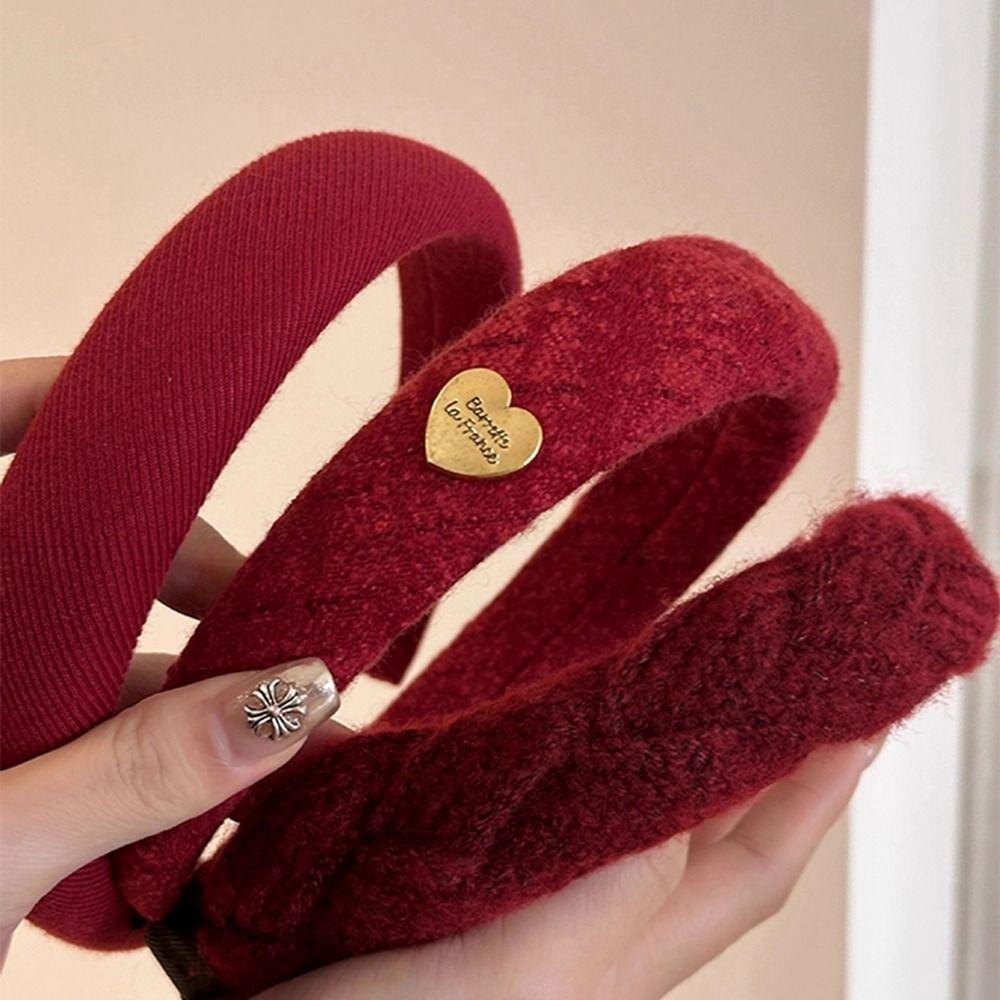 Cloth Red Sponge Headband Camellia Flowers Velvet Hair Band Creative   Girl