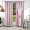 Sheer Grommet Curtains With Insulated Blackout Lining, Window Curtain 2 Panels,Curtain With Sheer Overlay, Elegant Blackout Curtains for Bedroom