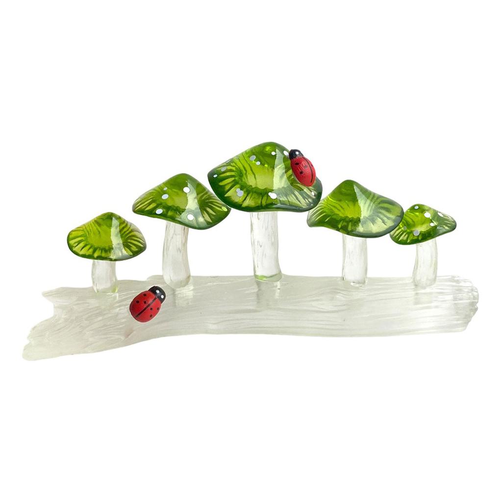 Colorful Mushrooms On Tree Stump Resins Miniature Figurine Collectible Ornament for Home Desktop and Landscape Decors