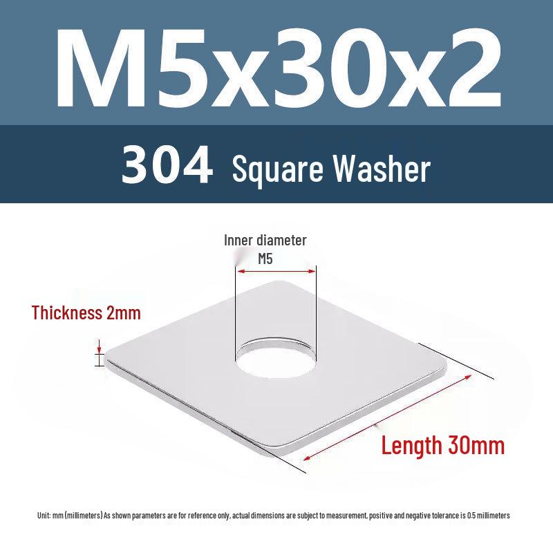 Yigu 304 Stainless Steel Thickened Square Flat Washer M3/M4/M5