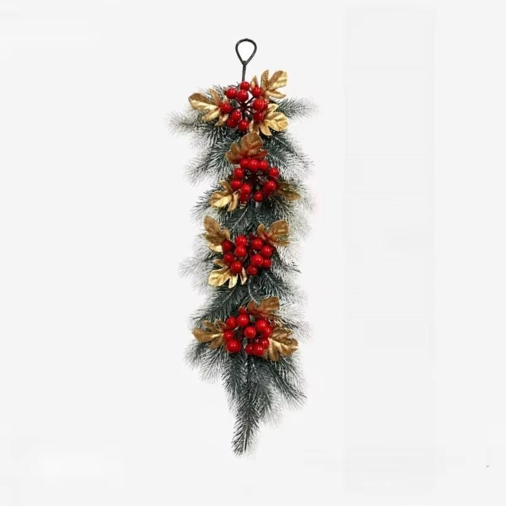 Frosted Christmas Hanging Swag Red Berries Christmas Garland Stair Porch Wall Decoration