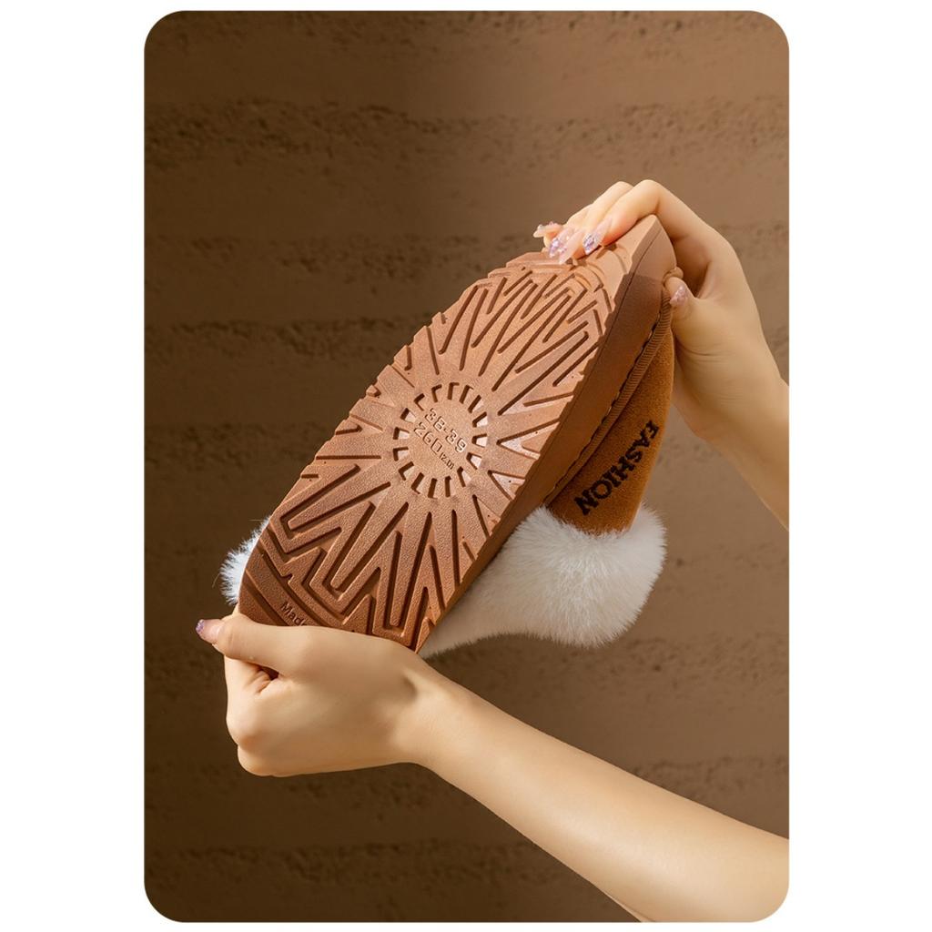 Толстые и теплые хлопковые тапочки с добавленным бархатом, подходящие для женщин для ношения на улице зимой. Плюшевые тапочки на мягкой подошве для дома и использования в помещении