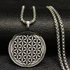 Stainless Steel Yoga Flower of Life Necklace Pendant Women/Men Long Necklace Jewelry