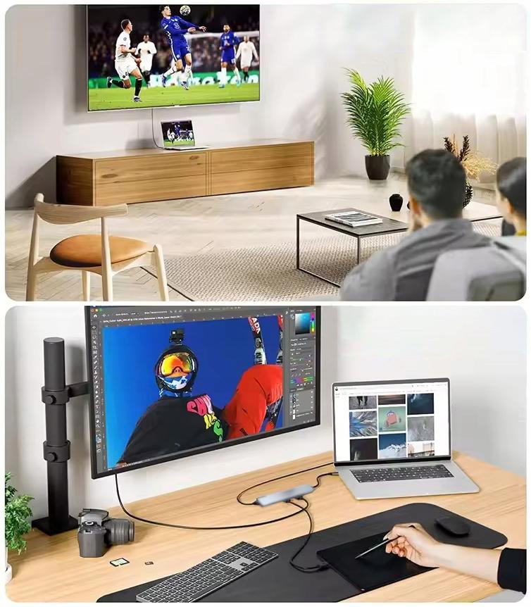 Docking Station HUB 8in1 RJ45 100Mb/ Ethernet LAN HDMI 4K USB Windows Mac