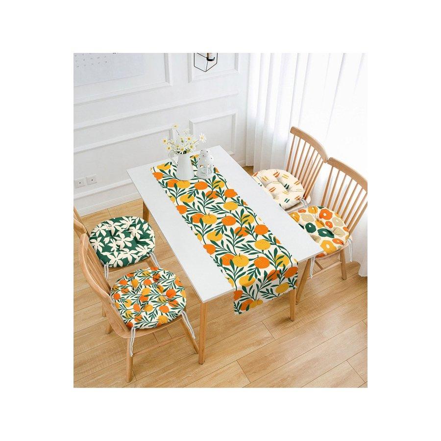 Набор подушек для стула из 5 предметов / 4 круглых подушки для стула с цифровой печатью и 1 полозок