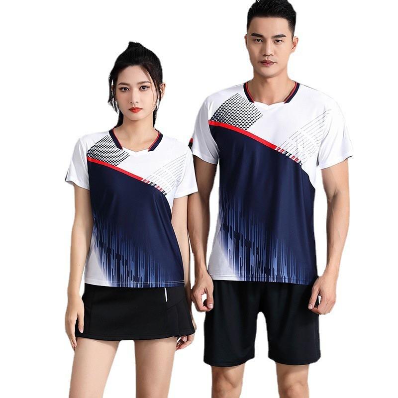 Short Sleeve Badminton Shirts Set Breathable Sports Training Jersey Men Women Table Tennis