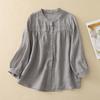 Cotton and Linen Shirt Thin Top Loose and Slimming Three-quarter Sleeve Solid Color Cardigan