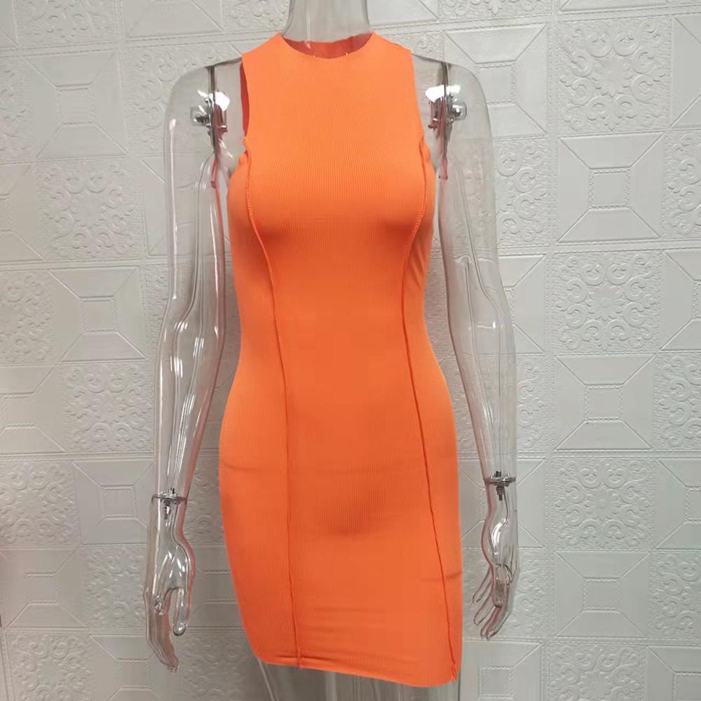 Женское платье без рукавов с круглым вырезом, летнее однотонное платье для похудения ягодиц