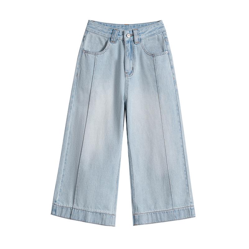 Крутые ретро светло-голубые джинсовые шорты высокого класса прямого кроя