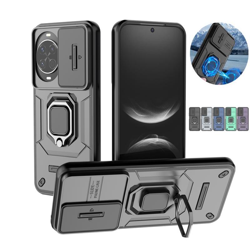 Magnetic Ring Holder Shockproof Armor Phone Case For Huawei Nova 14 Pro Nova14 Ultra 5G Slide Camera Protect Cover