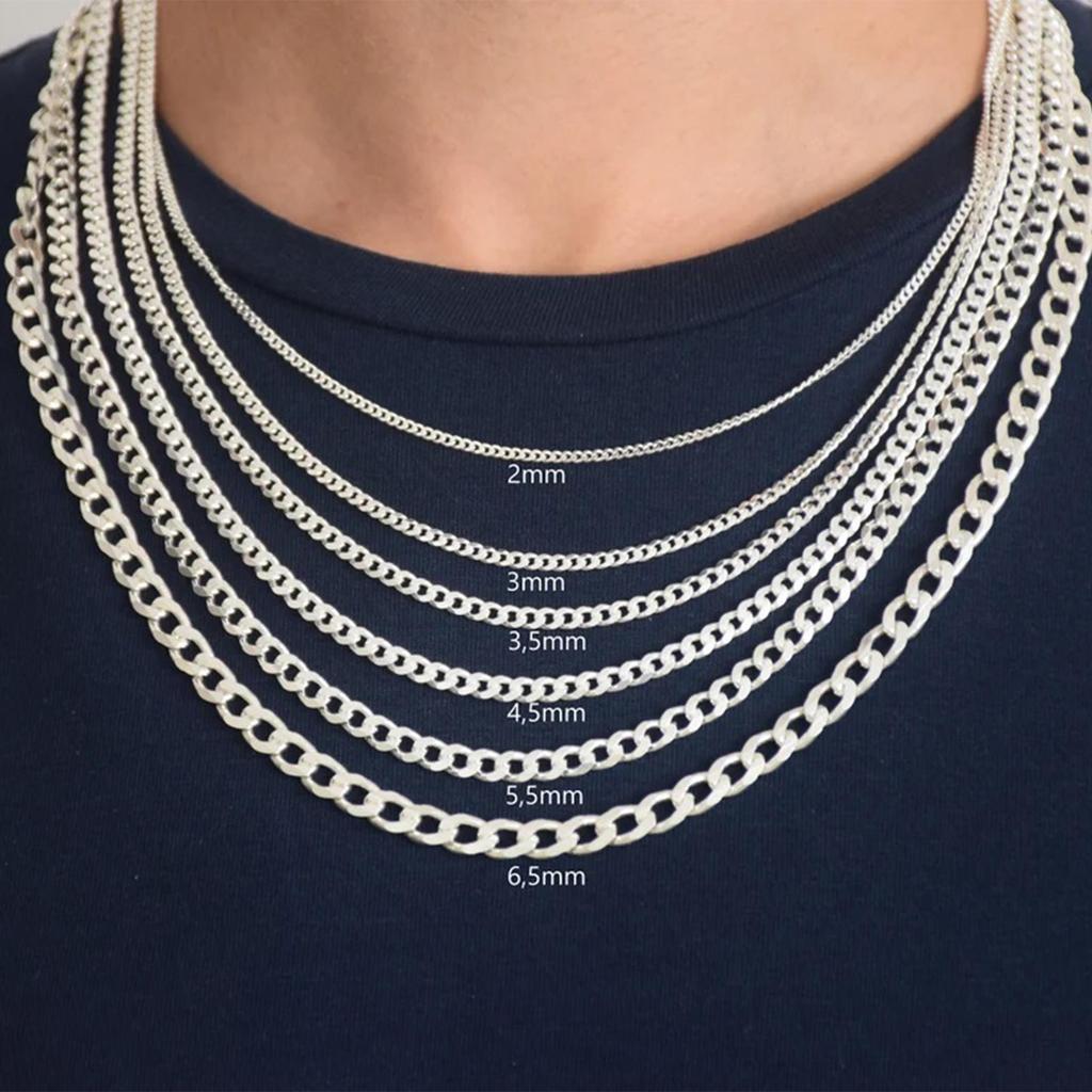 Цепочка ожерелья из стерлингового серебра 925 пробы, серебряное ожерелье с кубинской цепочкой, мужские ожерелья с подвесками для женщин, серебряная цепочка, подарок для нее