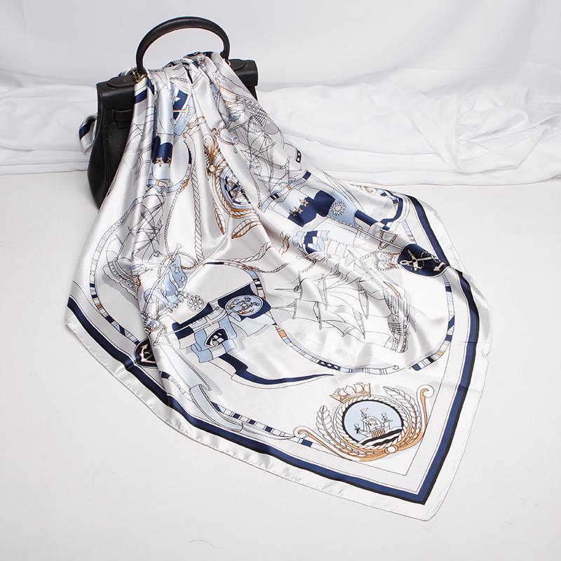 Fashion Square Scarf Women's Scarf Bib Tie Scarf Beach Towel Silk Hijab 90 * 90cm EMA