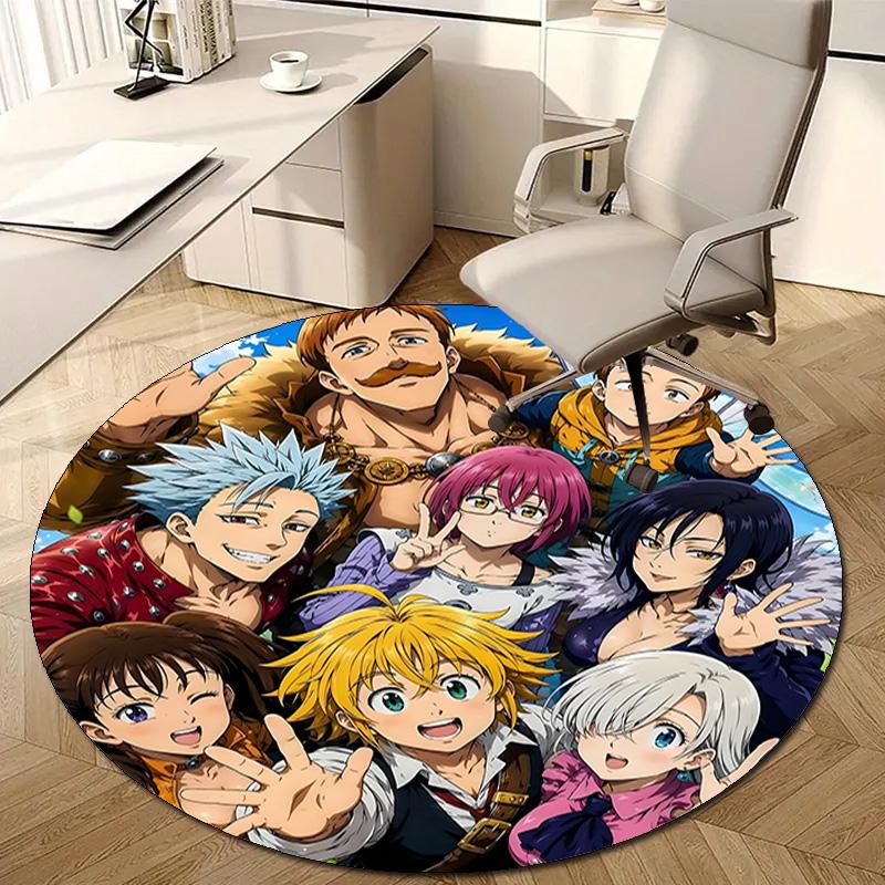 1pc Seven Deadly Sins1 Design Printed Area Round Carpet for Bedroom Living Room Home Decor Rugs Mat Non Slip Mat Rug for Bedside
