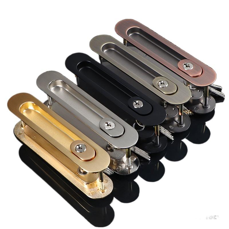 Sliding Door Sliding Door Lock Safety Lock Barn Door Cabinet Embedded Hardware Suit Wood Door Handle Interior Door Furniturelock